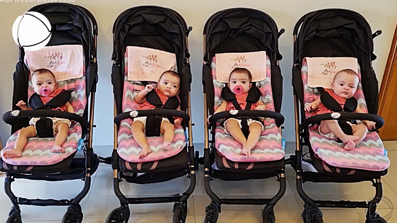 Rotina de pais de quadrigêmeas de Olímpia