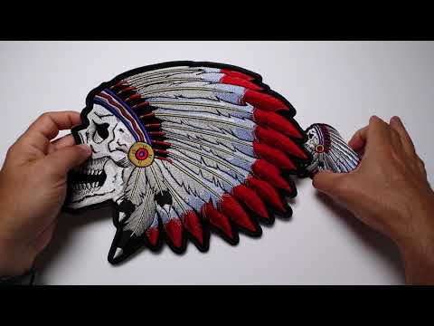 Skull with Indian Head Dress Embroidered Patches