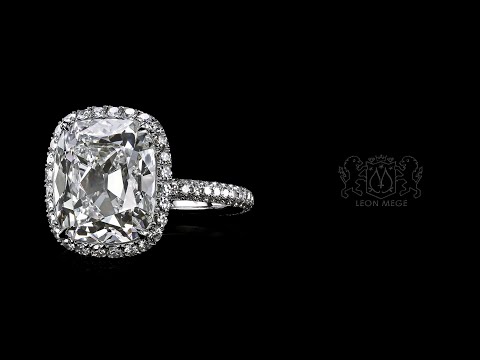 Leon Megé 813™ ring features a striking True Antique™ cushion diamond in micro pave halo r6674
