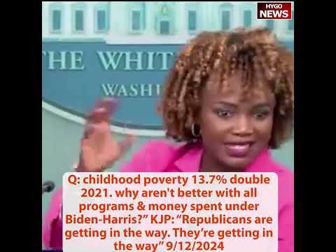 Q: childhood poverty double, What plan for debt? A: blame GOP, Biden reduce & Trump increase deficit