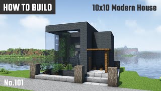 マイクラ建築：羊毛で作るモダンな黒い家の作り方。10x10ブロックで簡単に。No.101【Minecraft】