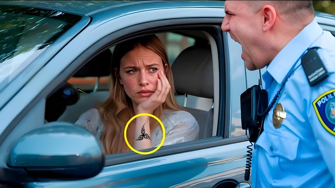 Cop Pulls Over a Car, But When He see this sign on her arm, He turns pale
