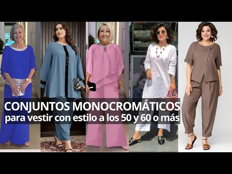 Conjuntos monocromáticos para vestir con estilo a los 50 y 60 o 70 años Moda femenina elegante