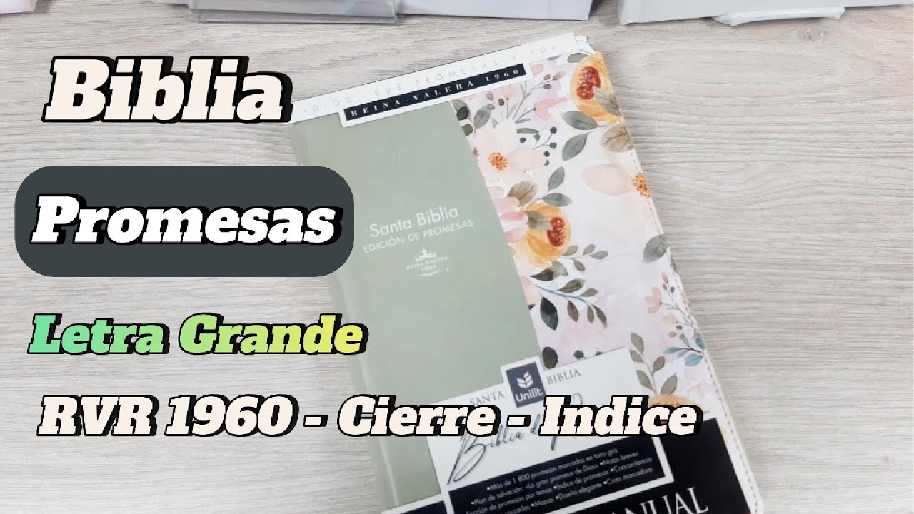 Biblia de Promesas Rvr 1960 Tamaño Manual Letra Grande  Piel Especial índice Cierre Verde Floral