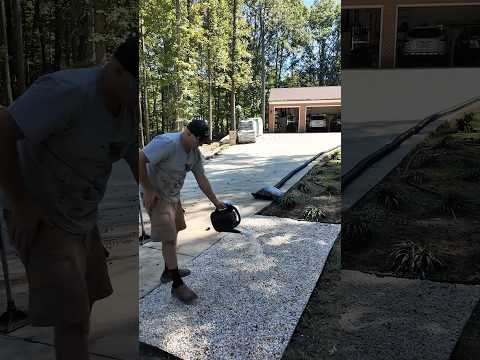 I decided to Install pea gravel with rock glue next to my driveway!