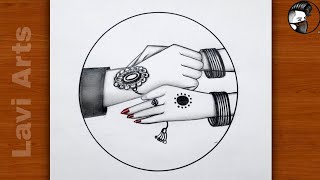 How to draw Brother sisiter hand for rakshabandhan | रक्षाबंधन drawing | राखी ड्राइंग | Lavi Arts