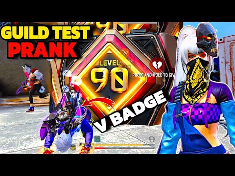 Guild Test Prank With Cute V Badge Girl 🥰 Got Cutest Reactions 😦 - Garena free fire Max