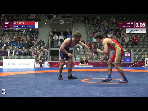 1/2 FS - 61 kg: I. ADZHIEV (RUS) df. S. PHARTENADZE (GEO), 6-1
