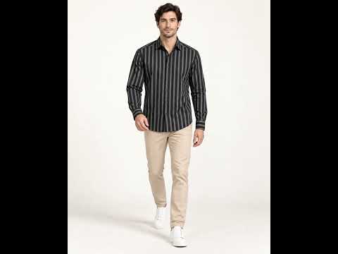 Men’s Giza Cotton Striped Shirt for Export video 3