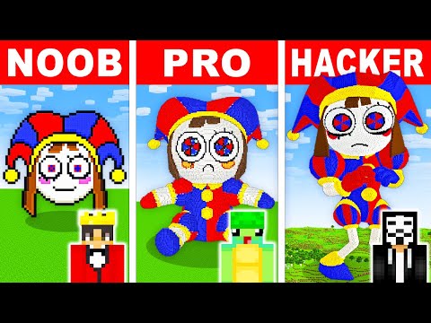 Wudo Noob vs Pro Minecraft Digital Circus Build Challenge