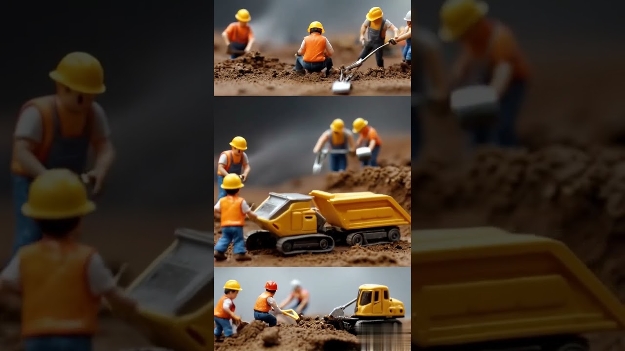 🏗️ Miniature Builders at Work: A Tiny Construction World in Macro Photography 🔍