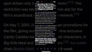 Reading the entire Shrek Wikipedia page in 1 minute