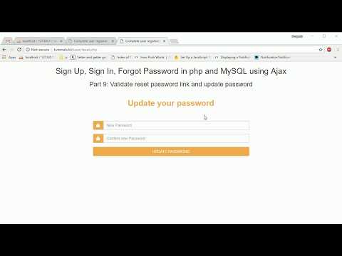 Validate reset password link and update password in php and mysql part 9