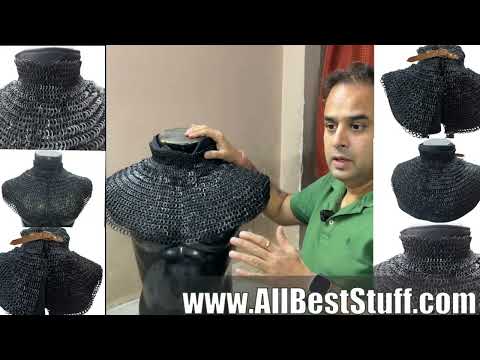 Watch YouTube Video for Riveted Chainmail Standard with Neck Covering 6-9 mm