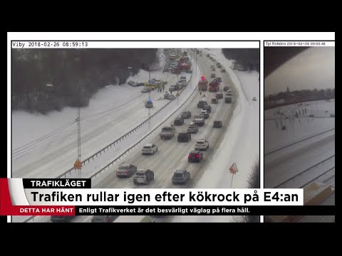 Trafiken rullar igen efter kökrock på E4:an - Nyheterna (TV4)