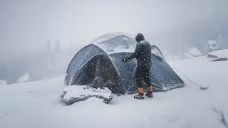 Hot Tent Camping in Deadly Cold | Solo Catch & Cook Winter Survival
