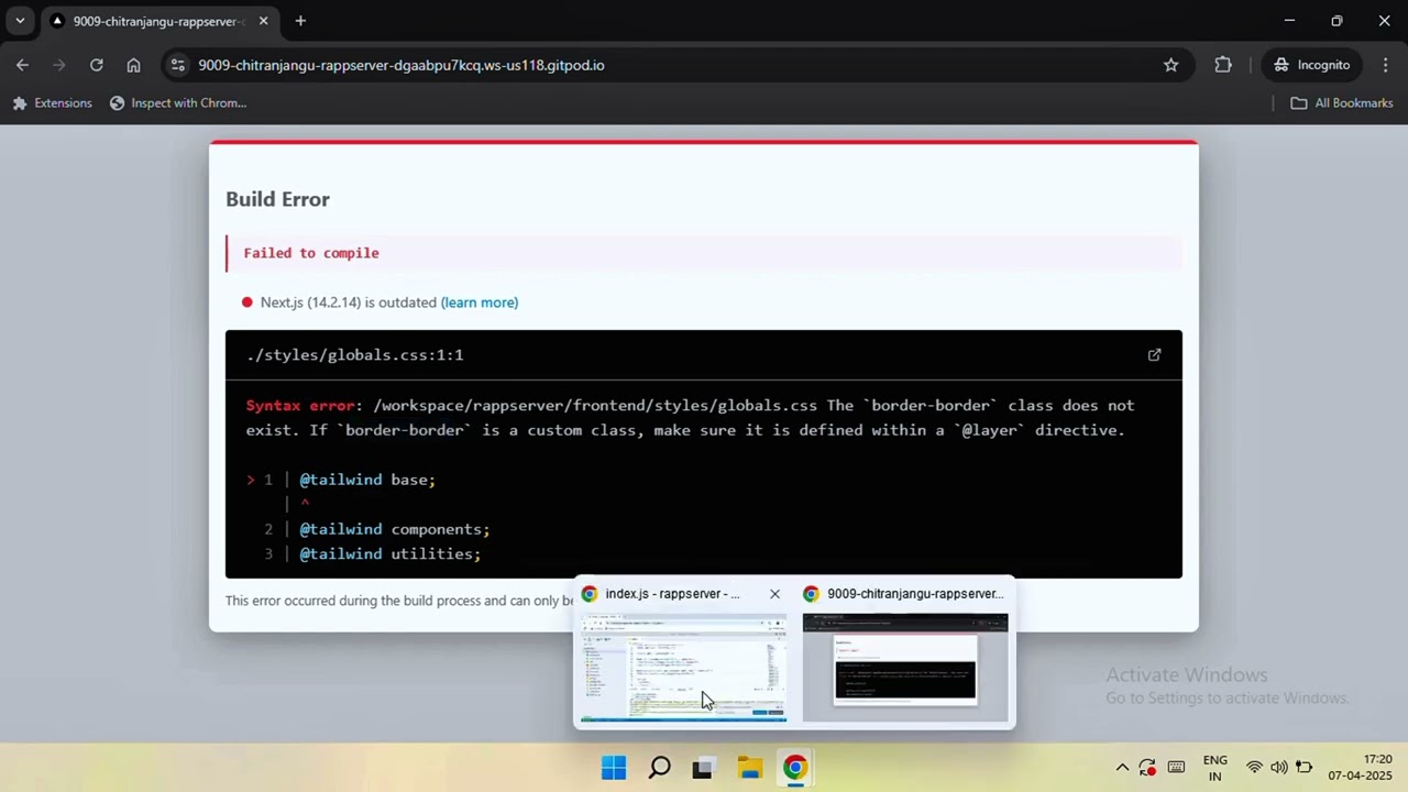 How to fix tailwindcss problem The `border-border` class does not exist in React