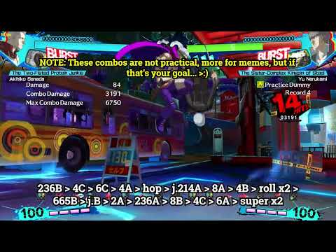 [P4AU 2.5] Akihiko Fatal Counter and Burst combos