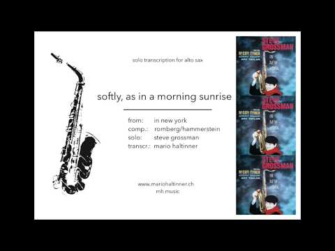 Softly, As In A Morning Sunrise - Steve Grossman - Alto Sax Solo Transcription