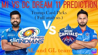 MI VS DC DREAM 11 PREDICTION / Small league and Grand league team / ( Full analysis )