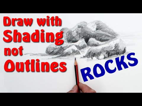 Basic Drawing - Shading not Outlines - How to be great at Drawing Rocks