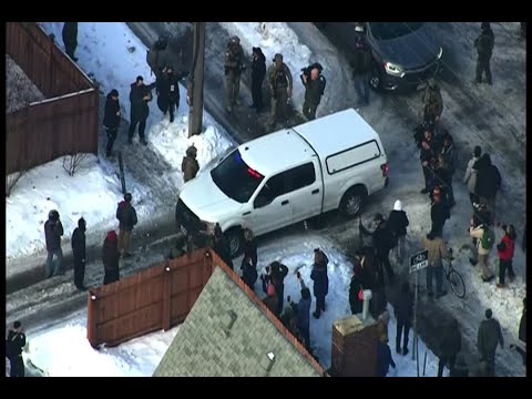 Aerial view of ICE shooting investigation in Minneapolis