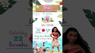 MOANA Birthday Party Video INVITATION Personalized