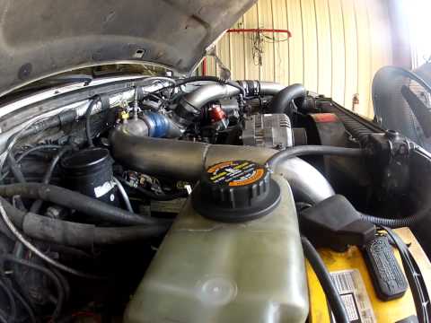 Underhood shot of 714hp Powerstroke on the dyno