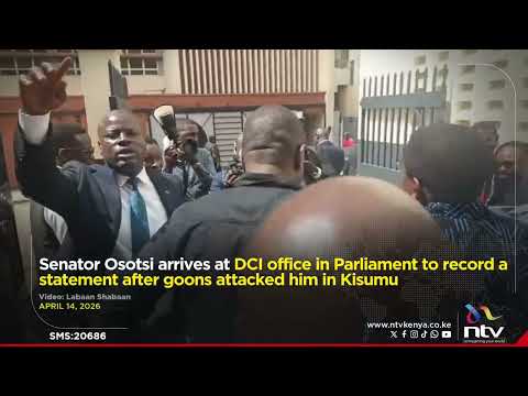 Senator Osotsi arrives at DCI office in Parliament to record a statement after goons attacked him