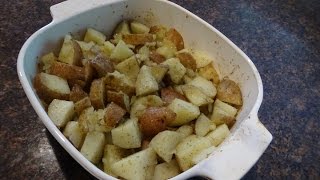 Microwave and oven  roasted dill and garlic potatoes