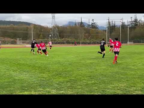 Niko Cristante scores for Powell River Villa versus Lakehill at Timberlane Park