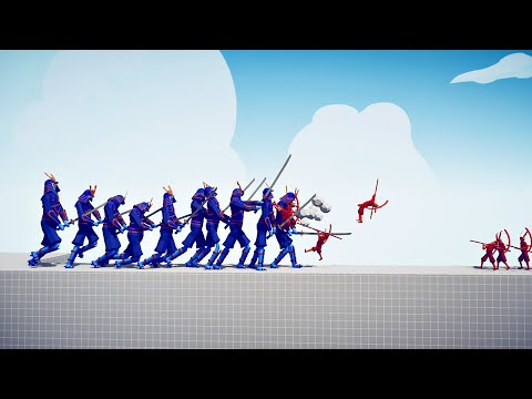 50x SAMURAI GIANT vs 50x MONKEY KING | TABS Totally Accurate Battle Simulator