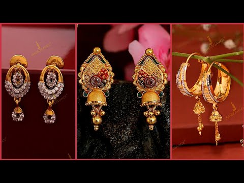 Ethnic Antique style light weight 18k 22k Indian Traditional Gold Earrings Designs