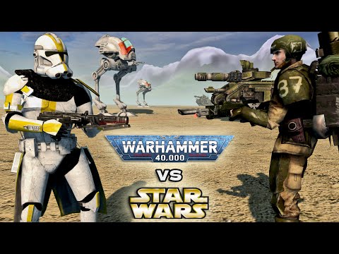STAR WARS vs WARHAMMER 40K - Clone Troopers vs Imperial Guard (4K, Cinematic Battle)