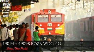 preview picture of video 'American GE Loco In India : 9000 Hp Twin ROZA WDG-4G Honking With Freight Train at Deoria'