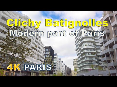Walking in modern part of Paris, Clichy-Batignolles, 17th arrondissement of Paris, France