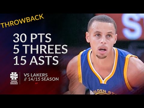 Stephen Curry 30 pts 5 threes 15 asts vs Lakers 14/15 season