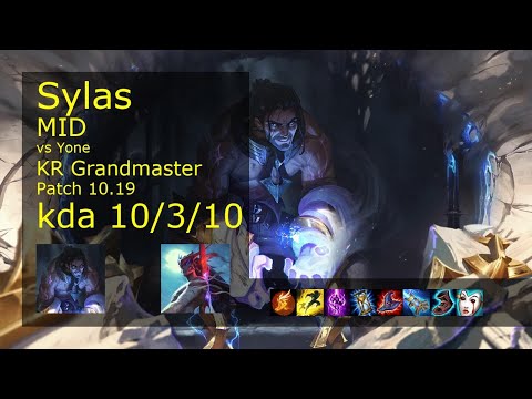 Sylas vs Yone Mid - KR Grandmaster 10/3/10 Patch 10.19 Gameplay // [롤] 사일러스 vs 요네 미드