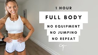 1 Hour FULL BODY WORKOUT at Home  No Jumping No Eq