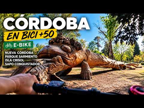 Córdoba en Bici +50 Nueva Córdoba, Parque  Sarmeitno Isla Crisol MOnumento Sapo conquistador, puen