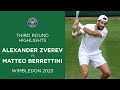 Alexander Zverev vs Matteo Berrettini | Third Round Highlights | Wimbledon 2023