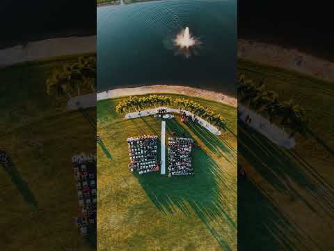 Cinematic drone shot example at a wedding