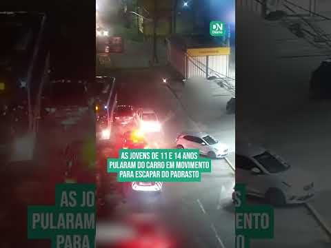 Adolescentes pulam de carro em movimento para fugir de sequestro de padrasto em Fortaleza; vídeo