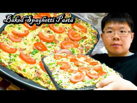 Baked Spaghetti with Ham, Cheese, and Vegetables | Creamy & Delicious Pasta Recipe