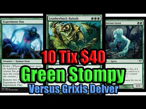 MTG Modern Budget Mono Green Stompy vs Grixis Delver