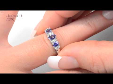 E5758 - Stunning Tanzanite 0.57CT And Diamond 9K White Gold Ring