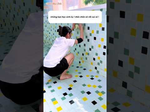 Cô giáo dọn dẹp bể bơi chào đón các bạn nhỏ #shorts