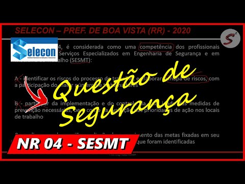 Questão 01 da NR 04 - SESMT - E-book 350 questões de SST para Concursos Públicos