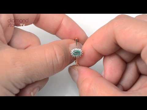 FET29 G - Emerald 5 x 3mm And Diamond 18K Gold Ring