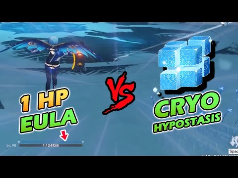 1 HP C0 Eula vs Cryo Hypostasis (No Food Buffs, No Damage Taken, No Elemental Resonances)